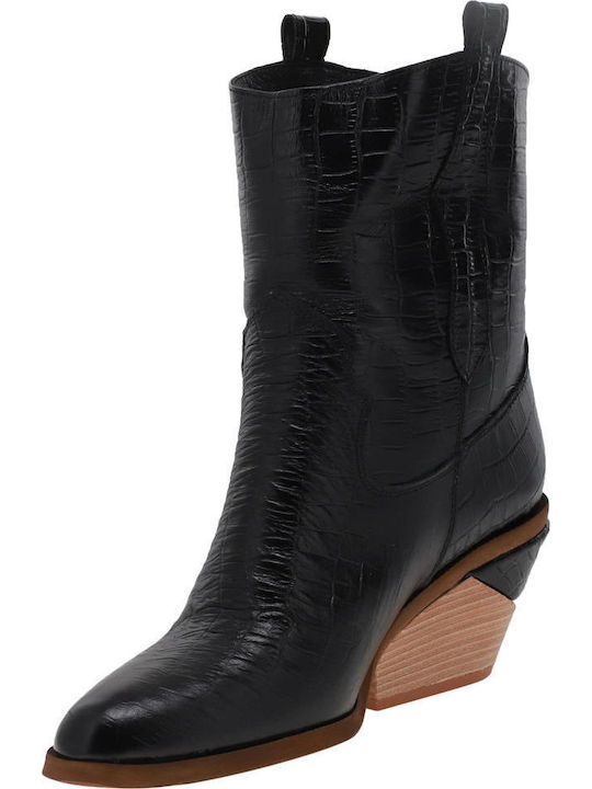 Leder Damen Knöchelstiefel Schwarz