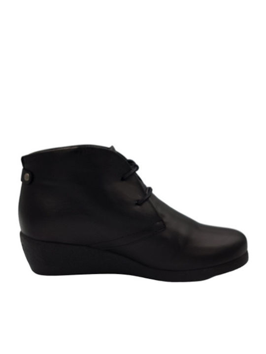 Creator Leather Women's Ankle Boots Platform Black