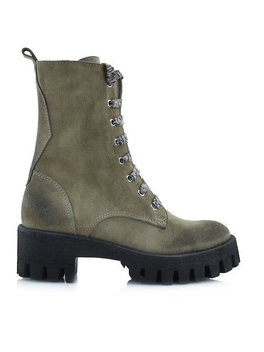 Aris Tsoubos Army Boot Suede Γυναικεία Μποτάκια Μπεζ