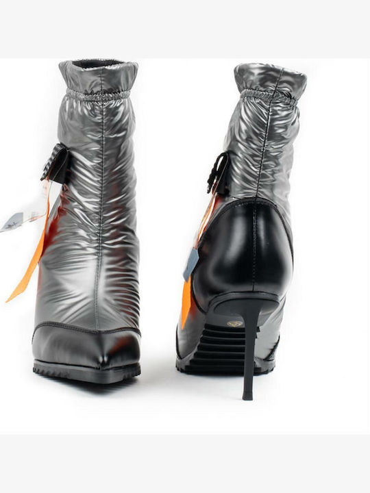 Timeloard Leather Women's Ankle Boots Silver