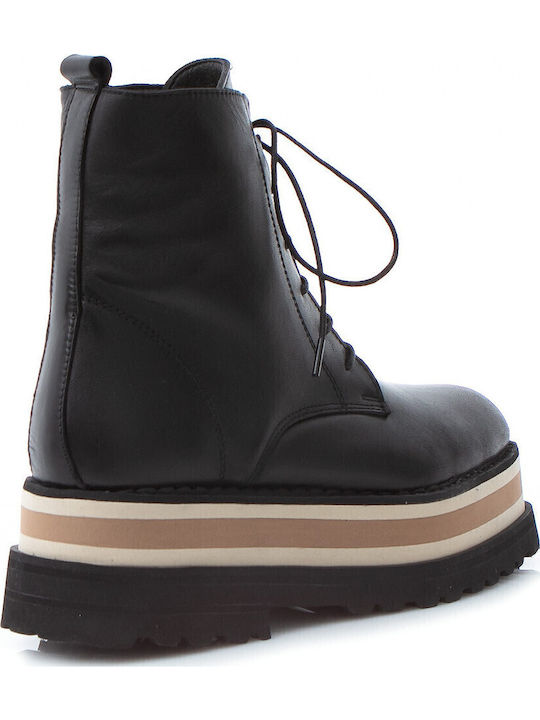 Leder Stiefeletten Damen Schwarz