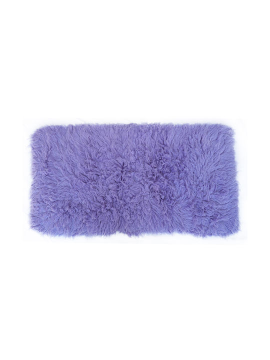 Handmade Rug Rectangular Shaggy Wool Lilac