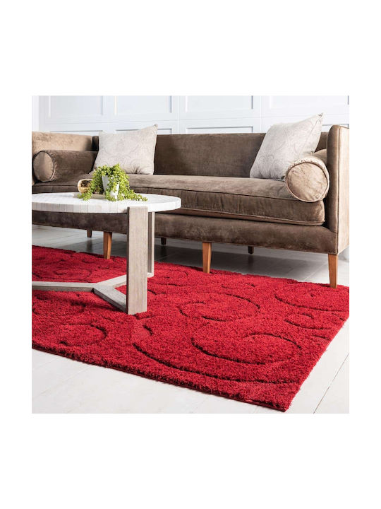 Saray Home Velvet Covor Rectangular Shaggy Roșu