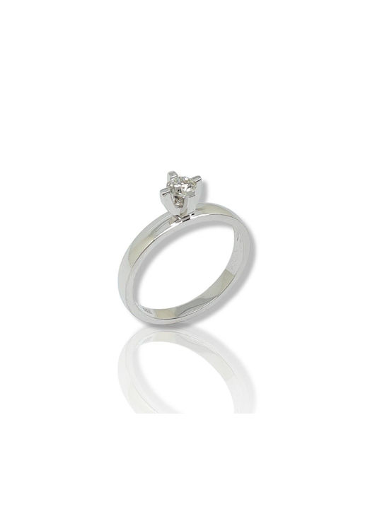 Mentzos Single Stone from White Gold 18K with Diamond