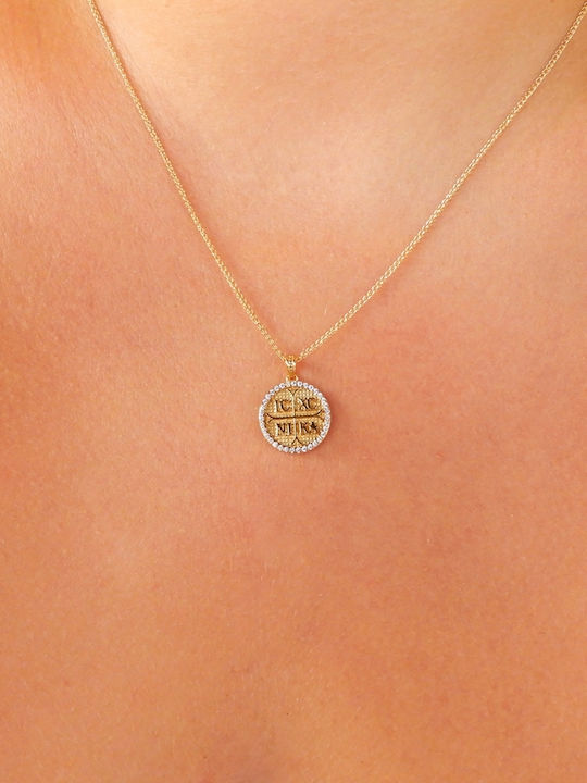 Art d or Pendant Kids Talisman Double Sided with Chain Constantine from Gold 9K ARDP-KAL-214