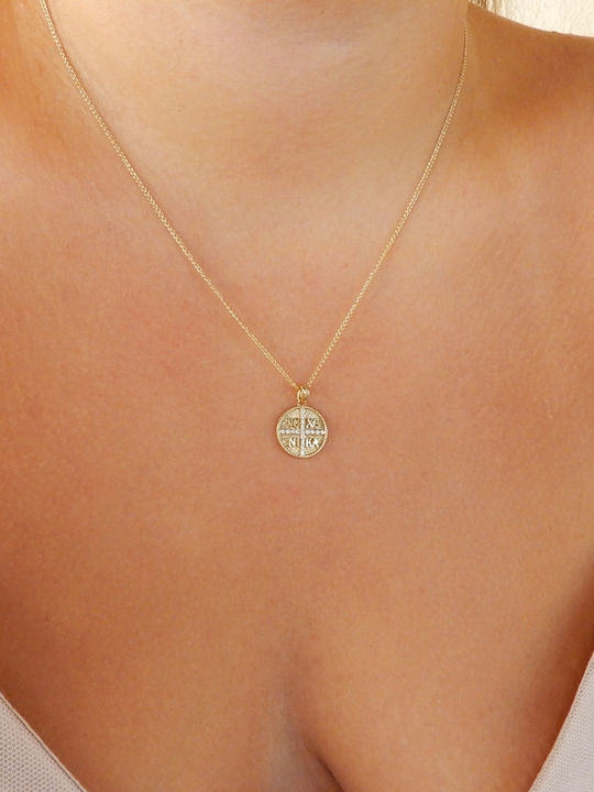 Art d or Pendant Kids Talisman Double Sided with Chain Konstantinato made of Gold 9K ARDP-KAL-215