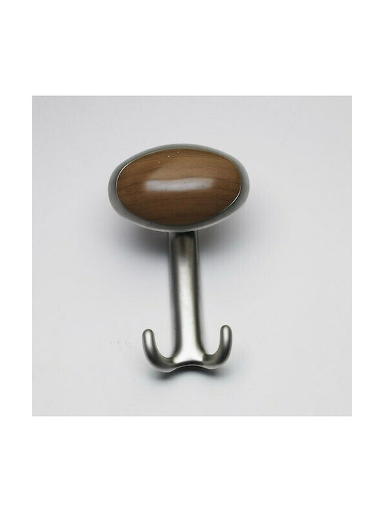 Mital Wall Hanger Metal 2 Hooks Silver 9.5x6.5x14cm