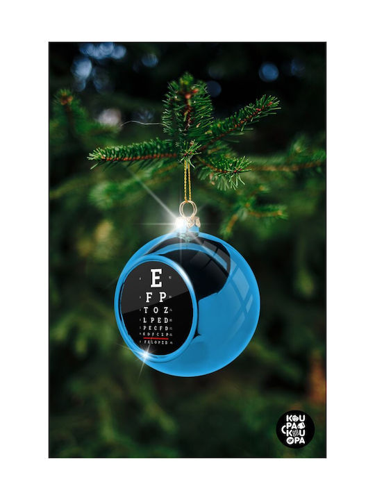 Eye Test Chart Christmas Plastic Ball Ornament Blue 8cm