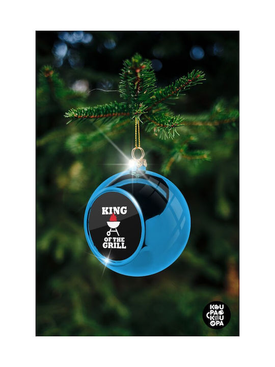 King Grill Christmas Plastic Ball Ornament Blue 8cm