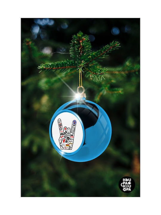 Best Rock Bands Hand Weihnachtshänger Kugel Ornament Plastik Blau 8cm