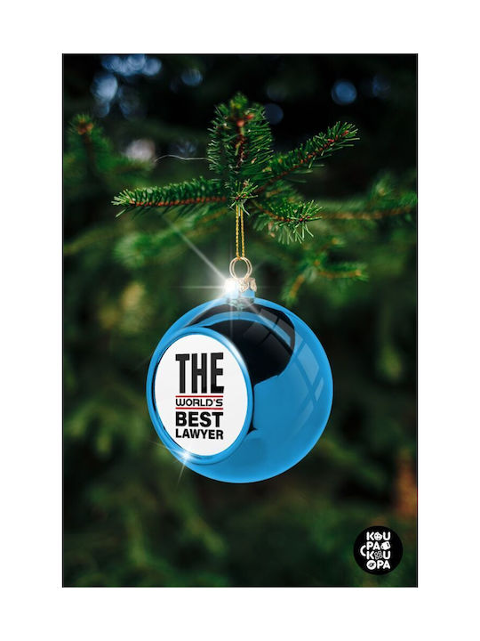 World's Best Lawyer Christmas Plastic Ball Ornament Blue 8cm