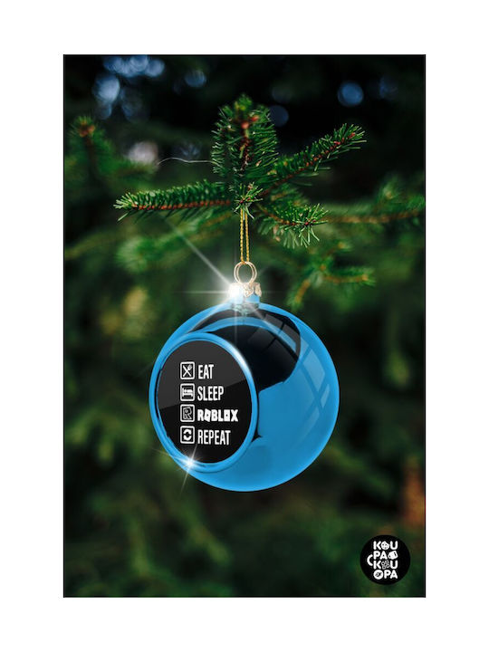 Eat Sleep Roblox Repeat Christmas Plastic Ball Ornament Blue 8cm