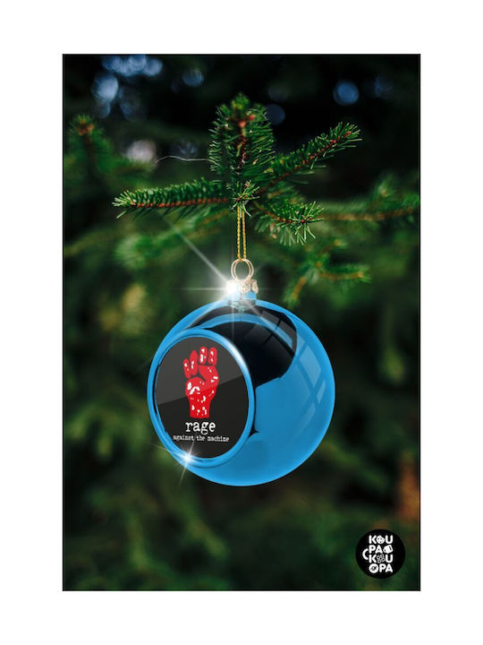 Rage Against Machine Ornament de Crăciun Bilă Plastic Albastru cu Pulbere de Aur cu Paiete 8buc