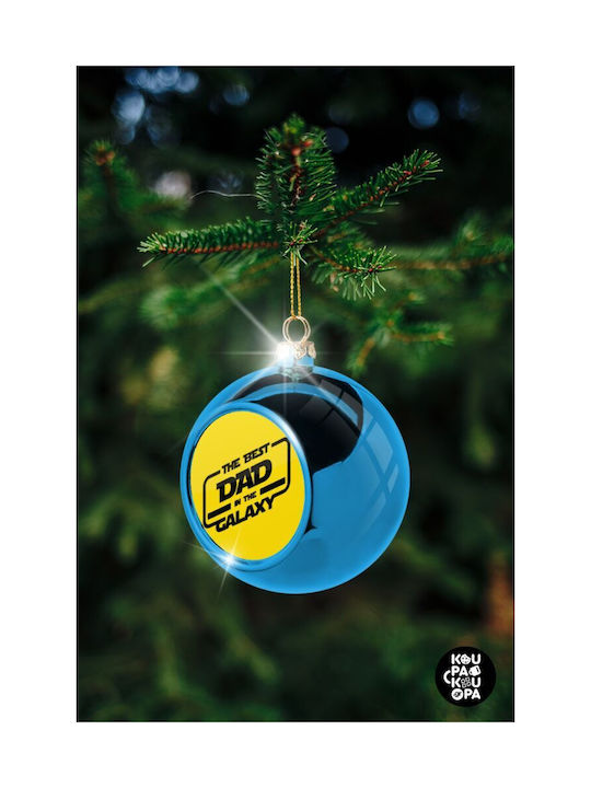 Best Dad In Galaxy Christmas Plastic Ball Ornament Blue 8cm