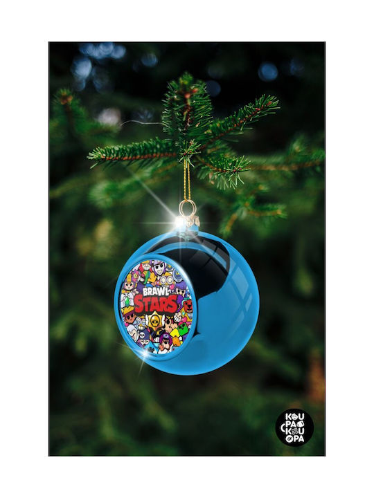 Brawl Stars Characters Christmas Plastic Ball Ornament Blue 8cm