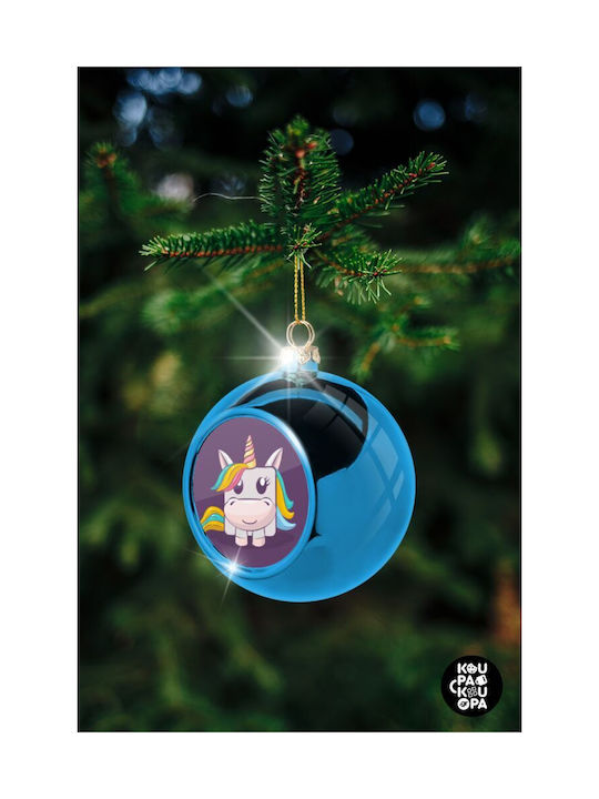 Unicorns Cube Weihnachtshänger Kugel Ornament Plastik Blau 8cm