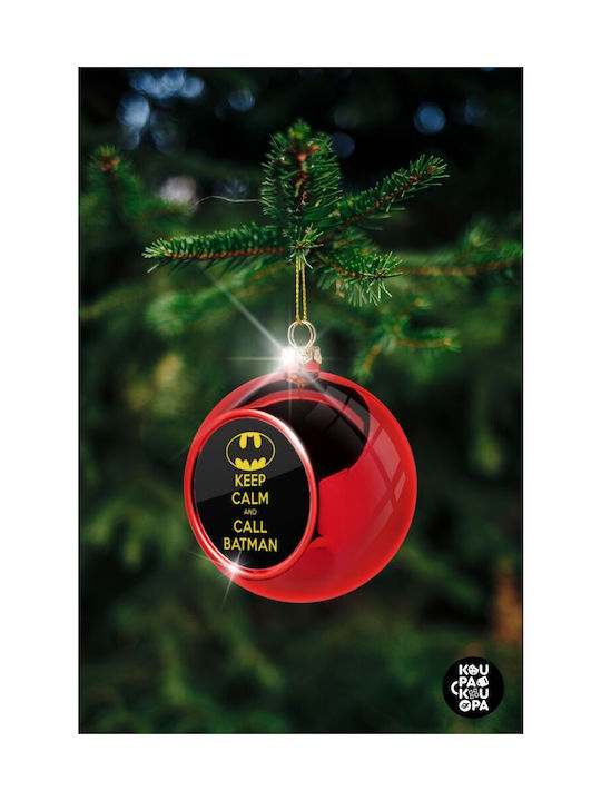 Keep Calm & Call Batman Christmas Plastic Ball Ornament Red 8cm