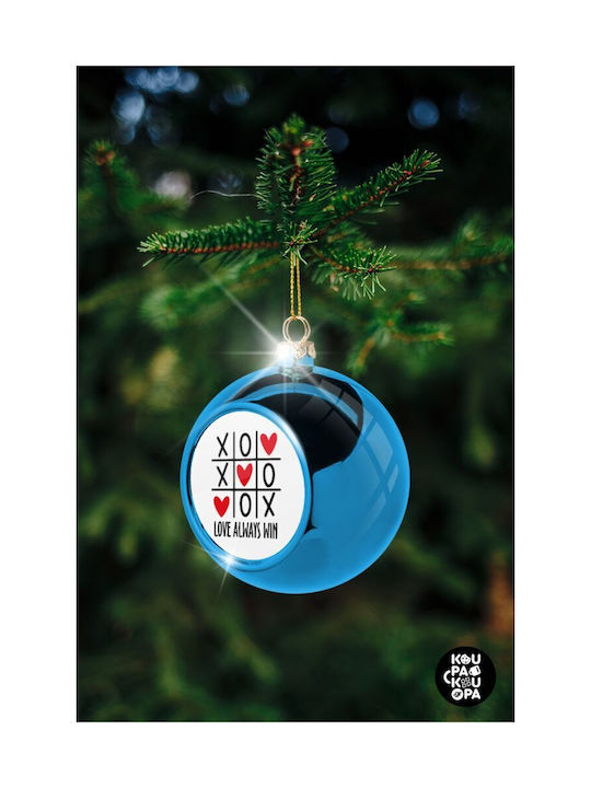 Love Always Win Weihnachtshänger Kugel Ornament Plastik Blau 8cm