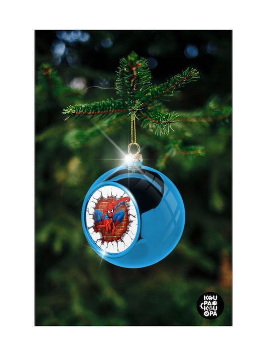 Spiderman Wall Christmas Plastic Ball Ornament Blue 8cm