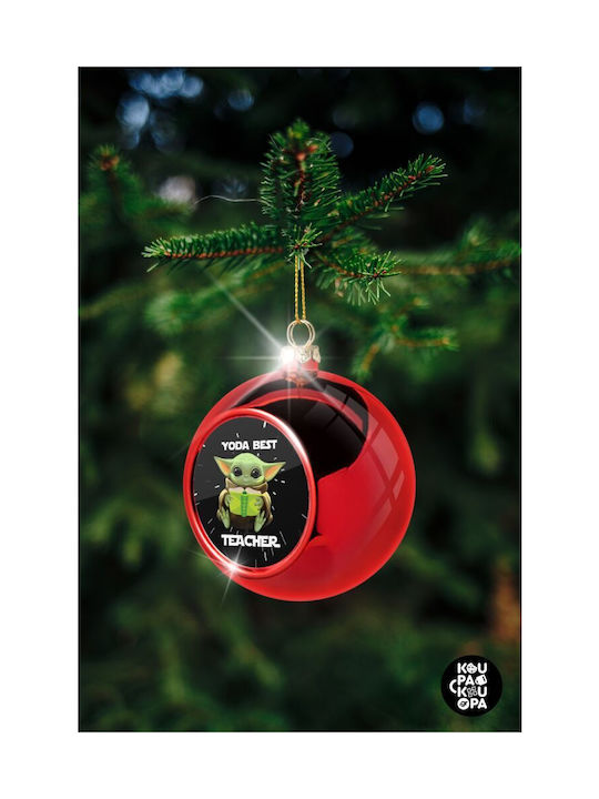 Yoda Best Teacher Christmas Plastic Ball Ornament Red 8cm