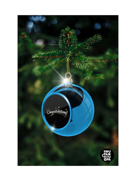 Congratulations Weihnachtshänger Kugel Ornament Plastik Blau 8cm