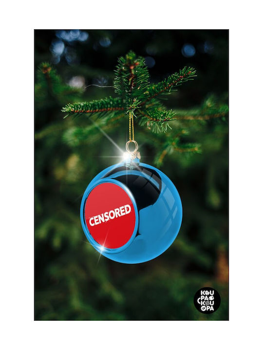 Censored Christmas Plastic Ball Ornament Blue 8cm