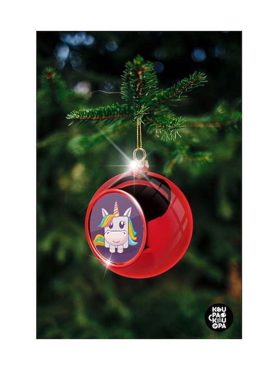 Unicorns Cube Ornament de Crăciun Bilă Plastic Roșu cu Pulbere de Aur cu Paiete 8buc