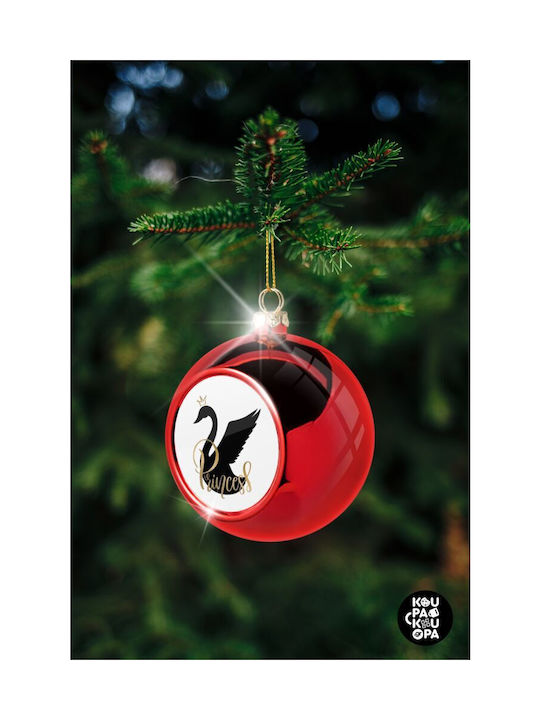 Swan Princess Christmas Plastic Ball Ornament Red 8cm