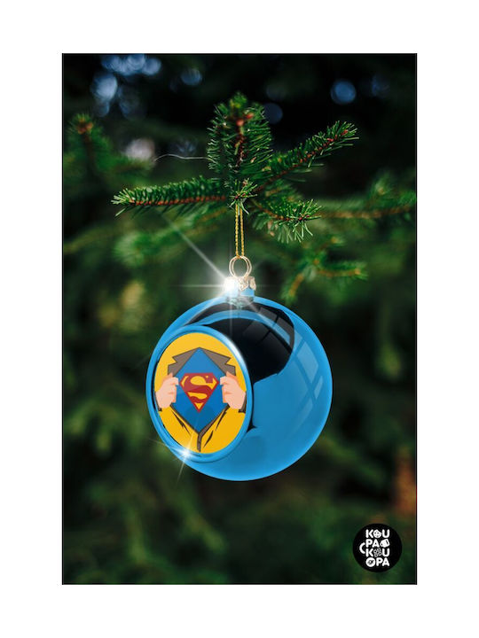 Superman Hands Christmas Plastic Ball Ornament Blue 8cm