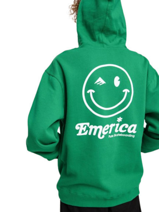 Emerica Happy Face Men's Sweatshirt with Hood and Pockets Green