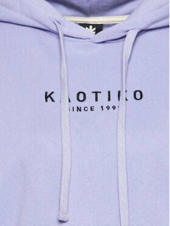 Kaotiko Herren Sweatshirt mit Kapuze und Taschen Lila