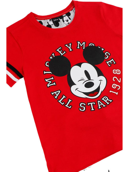 Admas Kinder Schlafanzug Sommerlich Rot Tween Chico Mickey All Stars