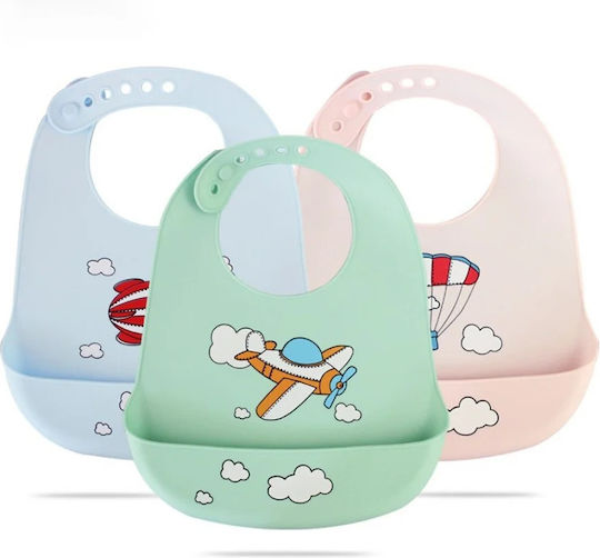 Fiko Wasserdicht Lätzchen Silikon mit Taste & Tasche Rosa für 6 m+