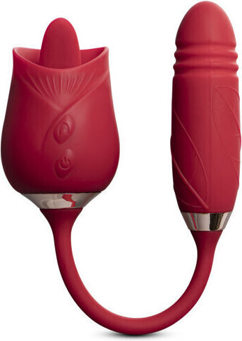 Rose Silicone Clitoral Stimulator Vibrating Tongue Classic Vibrator 38cm Pink