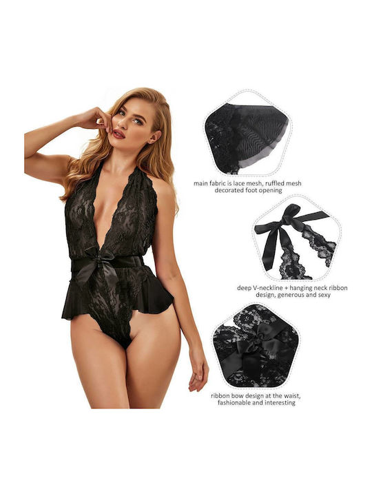 Teddy Sexy Κορμάκι με Δαντέλα Μαύρο