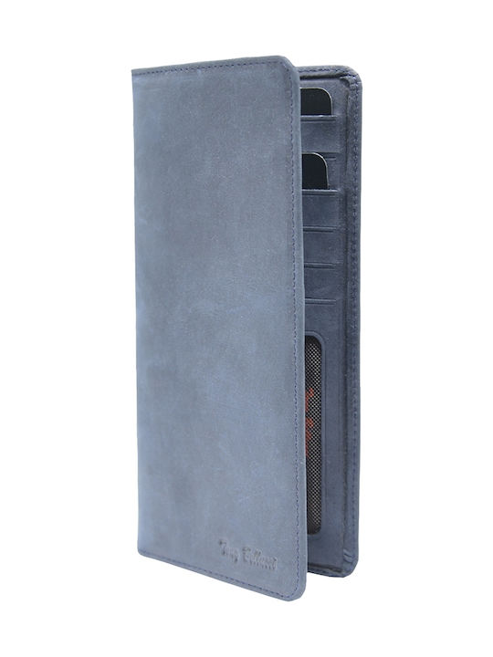 Large Leather Women's Wallet Classic Navy Blue