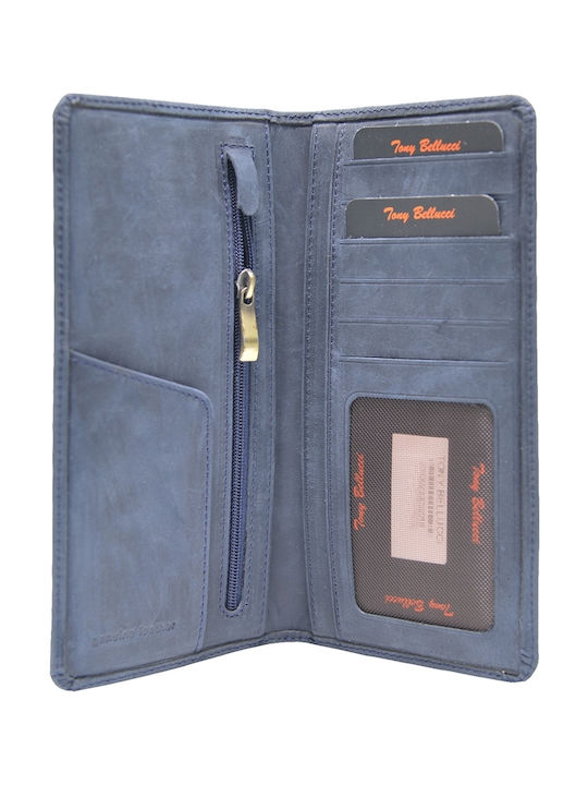 Large Leather Women's Wallet Classic Navy Blue