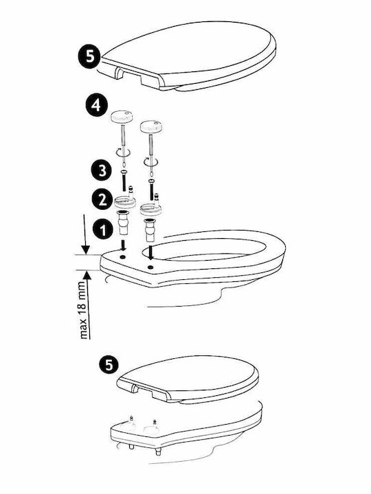 Duroplast Capace WC Plastic Alb 44.5x37.4cm