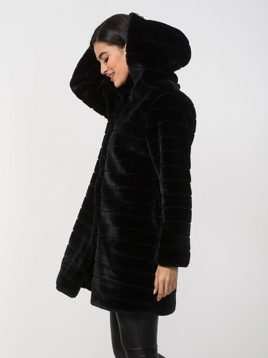Lungă Blană de damă Negru