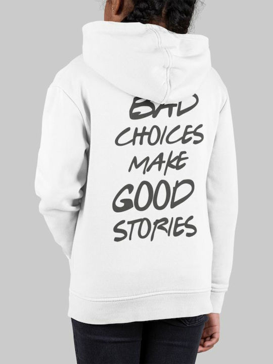 TKT Kids Sweatshirt with Hood and Pocket White Bad Choices