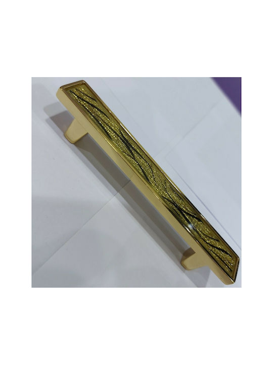 Handle Furniture made of Metallic & Zamak & Crystal in Gold Color 128mm (Center Distance 96mm) 0138-096-ORO1 1pcs
