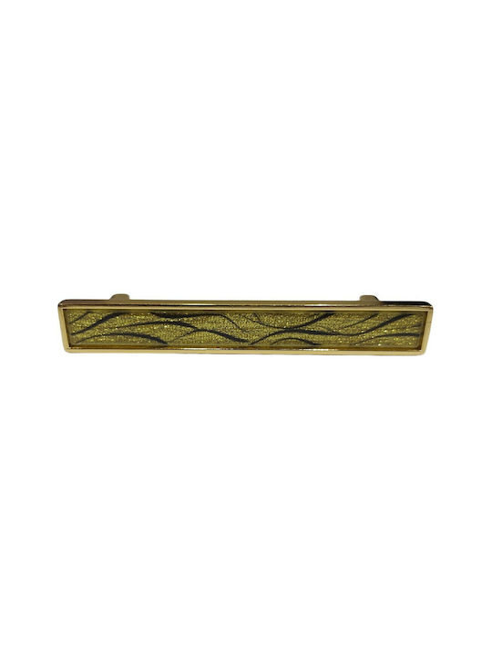 Handle Furniture made of Metallic & Zamak & Crystal in Gold Color 128mm (Center Distance 96mm) 0138-096-ORO1 1pcs