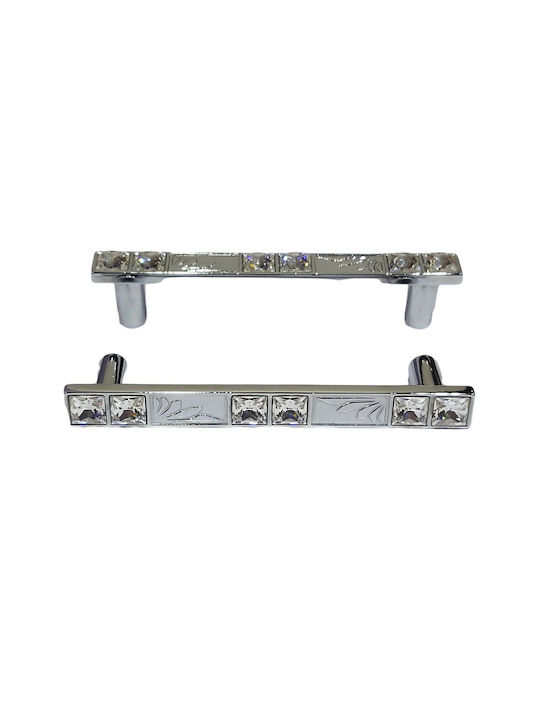 Handle Furniture made of Metallic & Zamak & Crystal Chrome 117mm (Center Distance 96mm) 0134-096-SWI1 1pcs