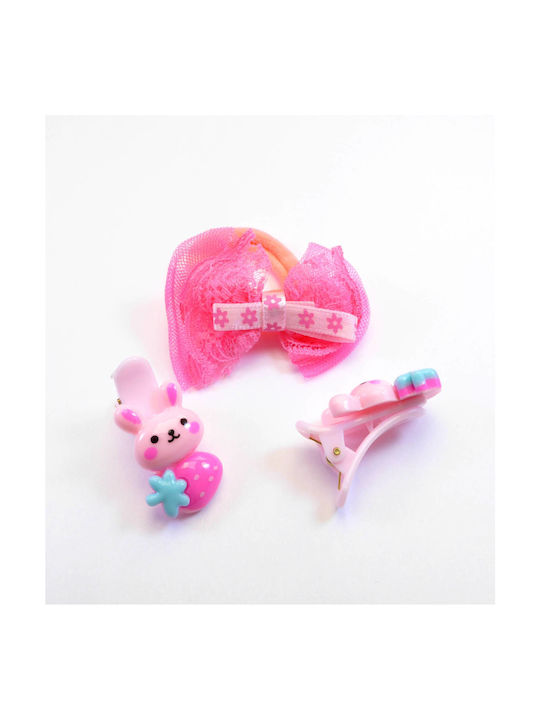 Set of Kids Hair Clips with Hair Clip Multicolour in Pink Color 3pcs