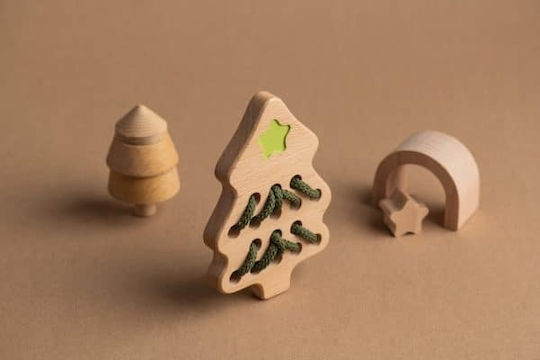 Christmas Decorative Wood Tree Beige Animi