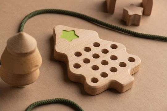 Christmas Decorative Wood Tree Beige Animi