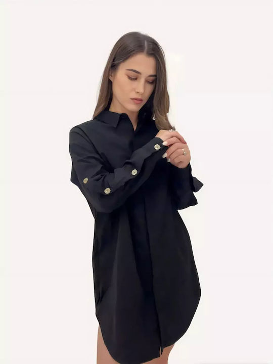 Damen Long Shirt Schwarz