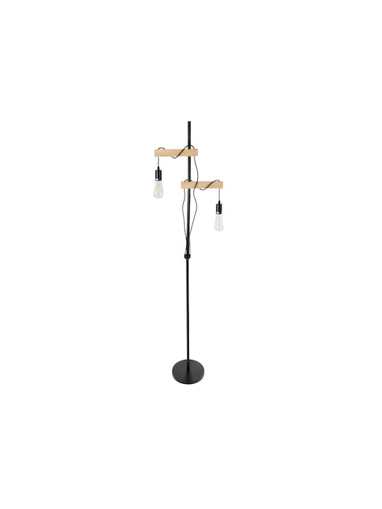 GloboStar Mindelo Floor Lamp H175xW40cm. with Socket for Bulb E27 Black