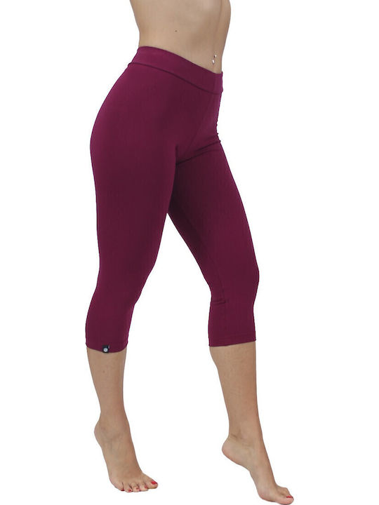 Women's Capri Training Legging Push Up Burgundy