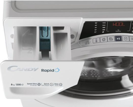 Candy Waschmaschine 8kg mit Dampftechnologie 1200 Umdrehungen Schnapp & Wasch RO 1284DWMST/1-S